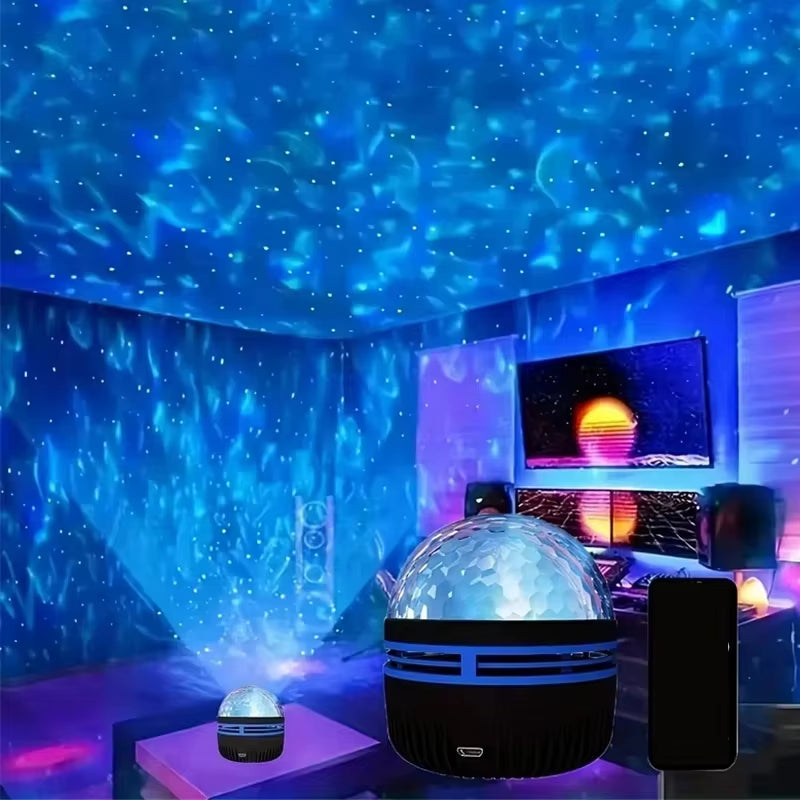 Starry Night Sky Projector LED Nightlights USB Plug-In Remote Control RGB Galaxy Light 7 Modes for Party Room Bedroom Bar Decor